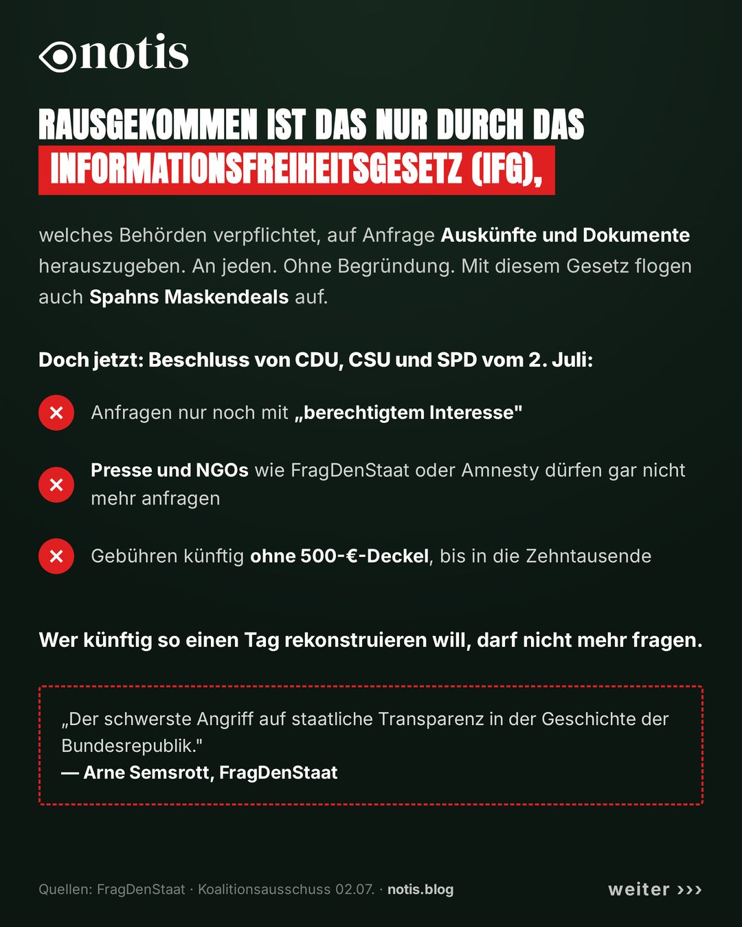 Erklärung des Informationsfreiheitsgesetzes und der geplanten Einschränkungen